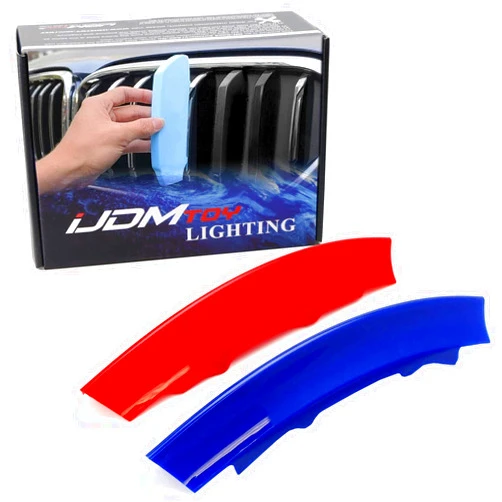 iJDMTOY Exact Fit 3pc Set Iconic Tri-Accent Grille Insert Trims Compatible with 2003-2006 Pre-LCI X3 etc w/Standard 7-Beam Kidney Grille