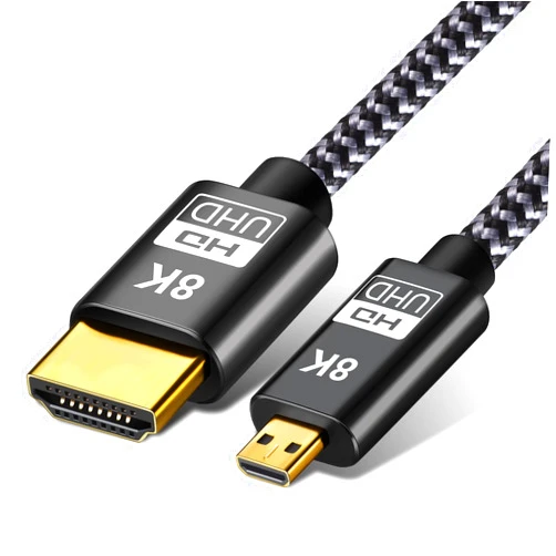 FUJIAXUN 8K Micro HDMI to HDMI Cable 2FT, Ultra High Speed 8K@60Hz 4K@120Hz 48Gbps HDMI Cord Compatible with Digital Cameras, Camcorders, Tablets (2)