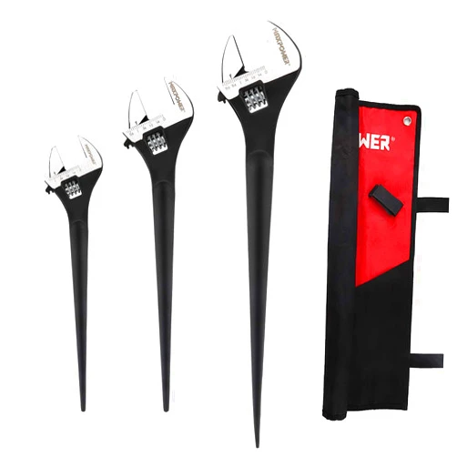 MAXPOWER 3-pieces Spud Wrench, 10-inch 12-inch 16-inch Adjustable Wrench Set with Kitbag