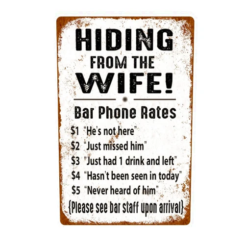 YYN Funny Satire Tin Metal Sign - Bar Telephone Rate Vintage Metal Sign Gift Bedroom Retro Novelty Cafe Store Tin Signs 12x8inch