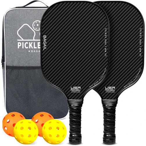 BAGAIL Pickleball Paddles, USAPA Approved Fiberglass Surface Pickleball Set, Lightweight Pickle Ball Rackets with 4 Balls, 1 Bag, Designed in California for Traction and Stability