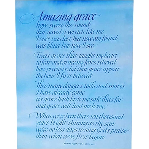 Handmade Amazing Grace how sweet the sound… - Amazing Grace - in hand-lettered calligraphy and hand drawn art -Portrait Print 8