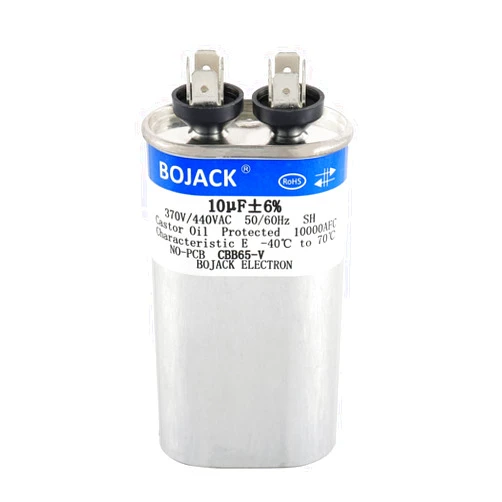 BOJACK 10 uF ±6% 10 MFD 370V/440V CBB65 Oval Run Start Capacitor for AC Motor Run or Fan Start and Cool or Heat Pump Air Conditione