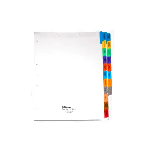 Colortrieve Medical Staff Services Credentialing Tab Divider Set, 19 Preprinted Side Tabs, White Stock, Box of 25 Sets
