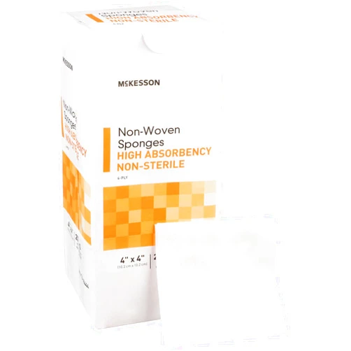 McKesson Non-Woven Sponges, Non-Sterile, 4-Ply, High Absorbency, Polyester / Rayon, 4 in x 4 in, 200 per Pack, 1 Pack