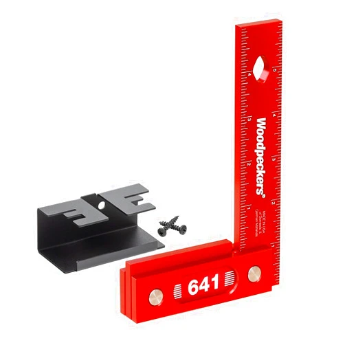 Woodpeckers Precision Woodworking Square, 6 Inch, Aluminum, USA Made, Feature Packed Square, Self Standing, Shoulder Lip, Laser Engraved Scales