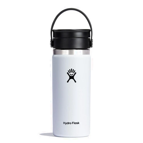Hydro Flask Water Bottle - Insulated Stainless Steel - Wide Mouth Sip Lid, Non Spill, Leakproof in 16 Oz White