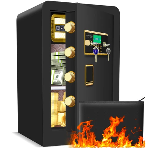 TOLEBLID 4.0 Cubic Feet Extra Large Home Safes Water and Fireproof, Safes for Home Use Fire and Water Proof Digital Safe With Fireproof Money Bag, Separate Lock Box and Led Light (23.6
