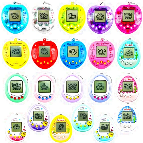 Conagel 21 pcs Mini Virtual Electronic Digital Pets Keychain Small Interactive Handheld Game Toy Keychain Electronic Pet Key Chain for Kids Video Game Party Favors