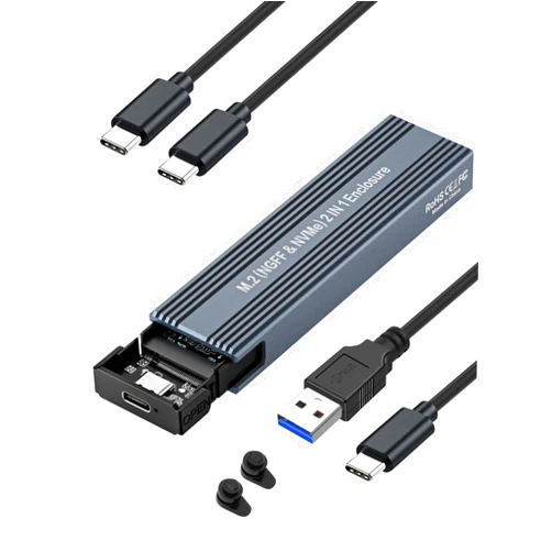 V VCOM M.2 NVME SATA SSD Enclosure Adapter ,V VCOM Tool-Free USB 3.2 Gen 2 10Gbps NVMe PCI-E 6Gbps SATA M-Key / B+M Key Solid State Drive External Adapter with UASP Trim, for SSDs 2242 2260 2280