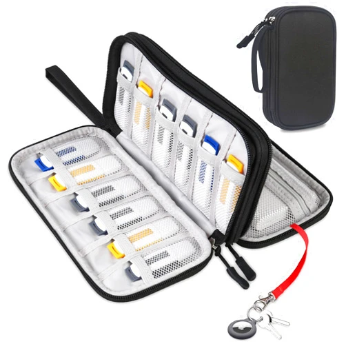 Lacdo USB Flash Drive Case Thumb Drive Holder Case Organizer Portable Electronic Accessories Storage Bag for SanDisk/SamData/Samsung USB Flash Drives Jump Drive Memory Stick, Cable, Medium Size-Black