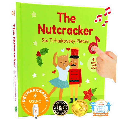 Cali's Books The Nutcracker Book for Children | Rechargeable USB Musical Book for Toddlers 1-3 | The 6 Excerpts from Tchaikovsky's Nutcracker | Ballet Gift for Kids