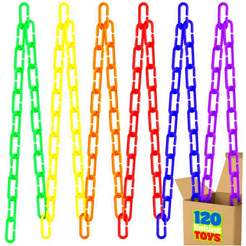 Skoolzy 120 Pcs Plastic Chain Links for Kindergarten, Link and C Clips for Kindergarten Math Games, Classroom Must Haves and Fine Motor Toys, Links for Fine Motor Skills & Kindergarten Manipulatives