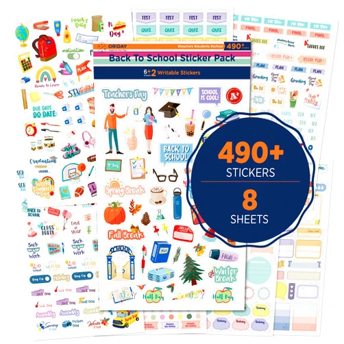 Oriday Teacher Planner Stickers Back to School Themed Planning Sticker Accessories for Student, Educators, homeschoolers, Women, Cute Happy Planner Productivity