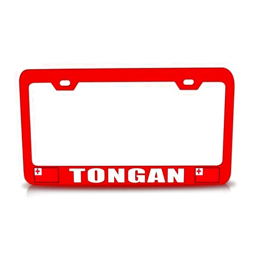 Custom Brother Tongan Flag Metal Car SUV Truck License Plate Frame Red s4