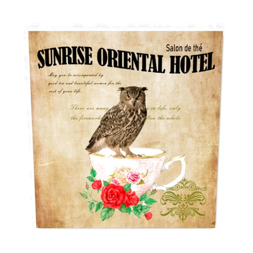 Evans1nism Wood Signs Rustic Owl Sunrise Oriental Hotel Hanging Sign Red Pink Rose Floral 8x8in Lovely Bird Mid Century Family Wall Decorations for Bedroom Living Room Home Kitchen Wall Decor