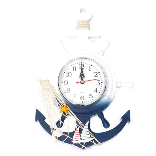 Homoyoyo WINOMO Boat Anchor Wall Clock, Mediterranean Style Nautical Theme Wall Clock Silent Wall Art Clock Hanging Decor for Living Room Bedroom1