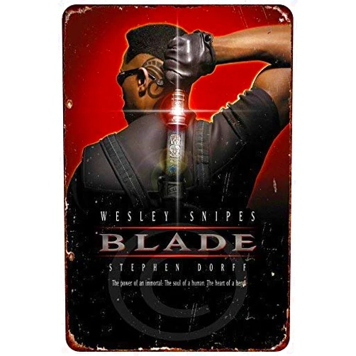 MILANDA Tin Sign Blade Movie Poster Wesley Snipes Vintage Reproduction Metal Sign 8 x 12 Inches