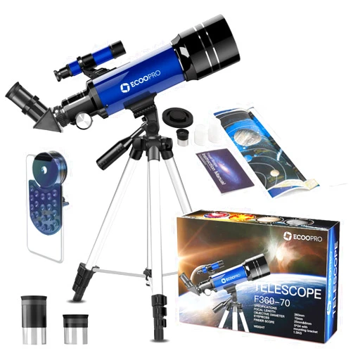 ECOOPRO Telescope for Kids Beginners Adults, 70mm Astronomy Refractor Telescope with Adjustable Tripod - Perfect Telescope Gift for Kids