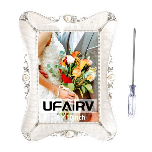 UFAIRV Metal Retro 8x10 Picture Frames,Wedding Photo Frame,European Antique Frames,With Installation Tools,Desktop or Wall Decor,Horizontal or Vertical Display,Gift Ideas,Suitable for 10 inch