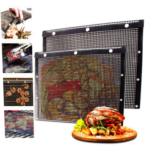 AOOCAN Mesh Grill Bags - Grill Bags For Outdoor Grill Set of 2 - Non Stick BBQ Grilling Bags , Reusable and Easy to Clean, Works on Electric Grill Outdoor Gas Charcoal BBQ -Extended Warranty 13.2 x