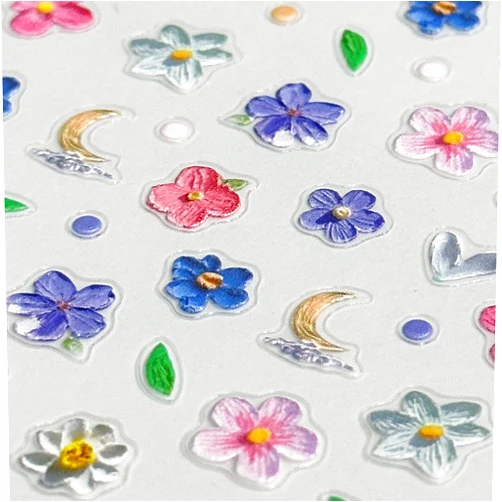 SPLOCUDU Flower Nail Art Stickers Decals 5D Self-Adhesive Spring Nail Stickers for Nail Art Colorful Summer Floral Nail Decals for Nail Art Design Decoration Accessories