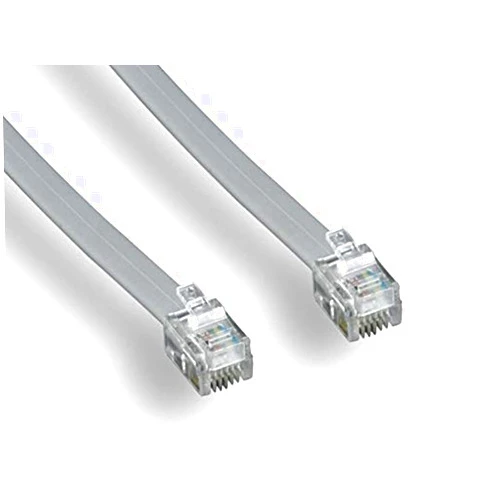 Monoprice Landline Telephone Cable - RJ12, 6P6C, Reverse for Voice, Flat Cable, 7 Feet, Silver Satin Finish