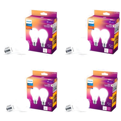PHILIPS LED Flicker-Free Frosted Dimmable A19 Light Bulb - EyeComfort Technology - 800 Lumen - Soft White (2700K) - 8W=60W - E26 Base - Title 20 Certified - Ultra Definition - Indoor - 8-Pack