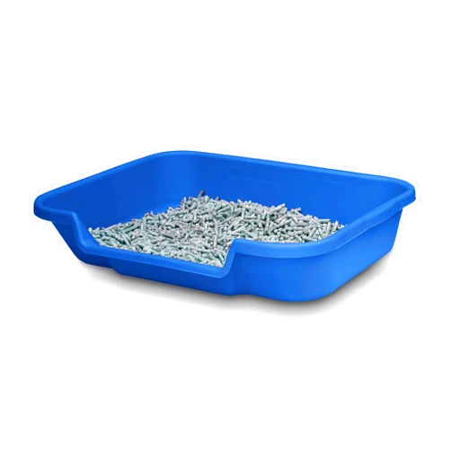 Peck Rock Associates, Inc. Kitty Go Here Litter Box Senior Cat Litter Box Blue Color (24