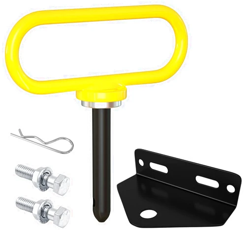 FHRHRY Towing Hitch Kit - Magnetic Hitch Pin and Zero Turn Mower Trailer Hitch, Universal Heavy Duty Lawn Mower Trailer Hitch & Strong Neodymium Magnet Trailer Gate Pin 1/2 Inch (Combo Pack), Yellow+Black