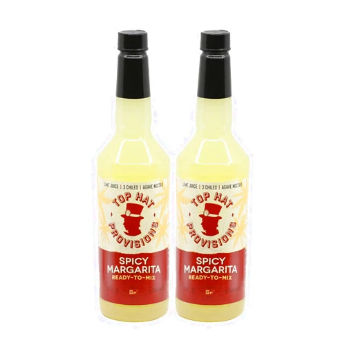 Top Hat Provisions Top Hat Spicy Margarita Drink Mix - Handcrafted with 3 Chiles, Pineapple, Organic Agave Nectar & Organic Lime Juice - Low Calorie - 2 Pack of 32oz Bottles