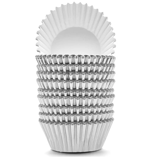 MODENGKONGJIAN 200 Pcs Silver Foil Cupcake Liners Standard Baking Cups Muffin Paper Cases