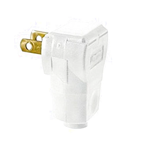 Leviton 010-101AN-W White Residential Grade Straight Blade Angle Plug