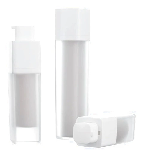 LJJCSFF 2pcs Square Essence Dispensers Frosted Airless Pump Bottles Plastic Refillable Empty Pump Bottles For Foundation Cream Lotion Pump Bottles 30ml
