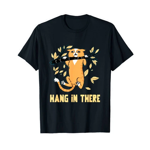Stay The Course Merch Hang In There | Funny Pet Cat Hanging From Tree Branch T-Shirt