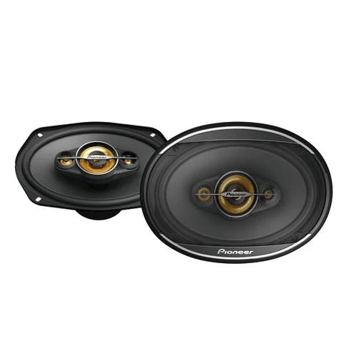 Pioneer TS-A6971F, 4-Way Coaxial Car Audio Speakers, Full Range, Clear Sound Quality, Easy Installation and Enhanced Bass Response, Black and Gold Colored 6” x 9” Oval Speakers