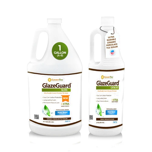 CoverTec GlazeGuard Gloss Floor Sealer Wall Sealer for Ceramic, Porcelain, Stone Tile Surfaces (2 Part Kit A+B Combined = 1 Gal)