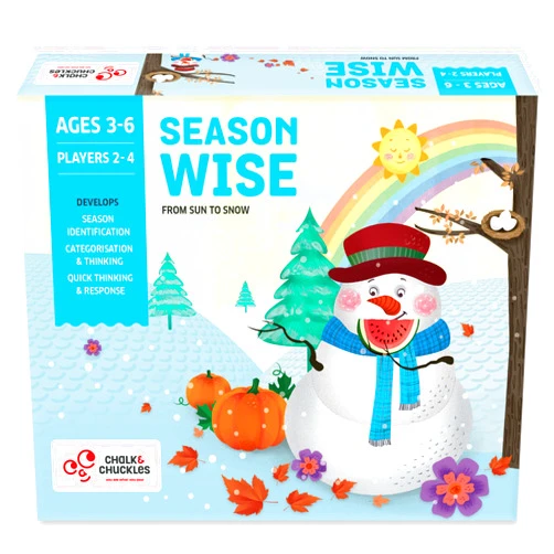 Chalk and Chuckles Season Wise Board Game – Early Learning Preschool Educational Toy for Kids Ages 3-6 | Learn About Seasons, Sorting & Weather | STEM Activity for Boys & Girls