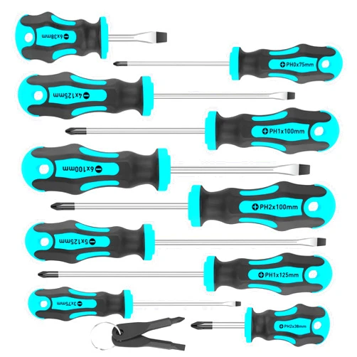Amartisan 10-Piece Magnetic Screwdrivers Set, 5 Phillips and 5 Slotted Tips Professional Cushion Grip Screwdriver Set