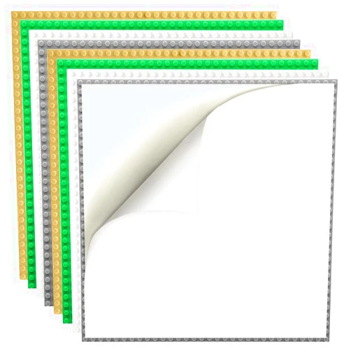 Etarnfly 8 Pack Peel-and-Stick Building Baseplates, 10”x10” Classic Self-Adhesive Boards - 100% Compatible with All Major Brands, Sturdy Stacking Play Table Top, Green/Grey/White/Sand