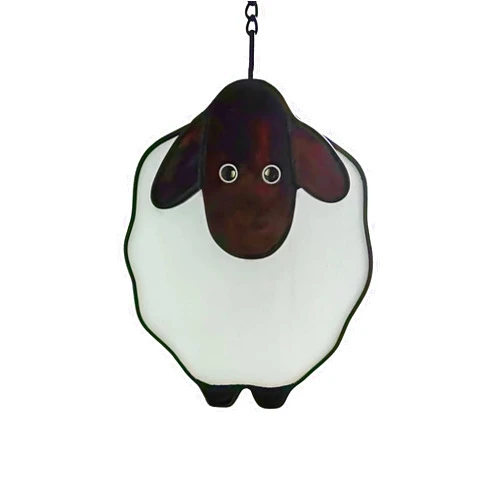 WeDcpcin Stained Glass Sheep Window Hanging Panel