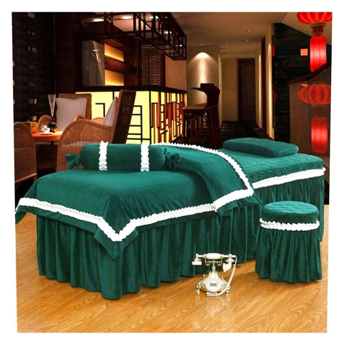 M1872MKHAAQWSFS 4-Piece Comfortable Massage Table Sheet Set - Soft Cotton Beauty Bed Cover Four-Piece Simple Salon Spa Bedspread with Face Rest Hole-e 185x70cm(73x28inch)