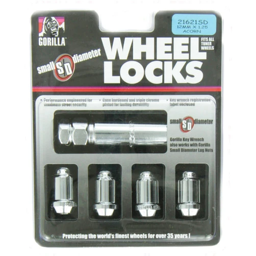 Gorilla Automotive 21621SD Small Diameter Wheel Locks (12mm x 1.25 Thread Size), Pack of 4