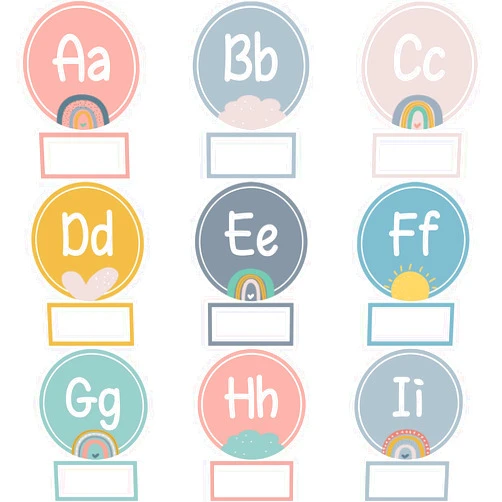 BelleAngle 126pcs Word Wall Bulletin Board Set Boho Rainbow Alphabet Education Posters Word Wall Letters for Classroom Decoration Supplies