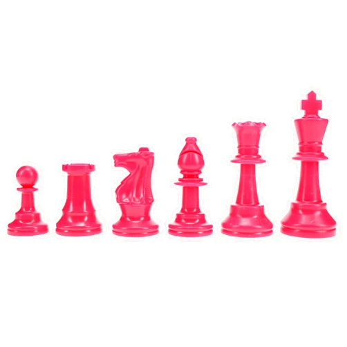 WE Games Color Bright Plastic Staunton Tournament Chess Pieces with 3.75 in. King - Half Chess Set of Chess Pieces Only, Pink
