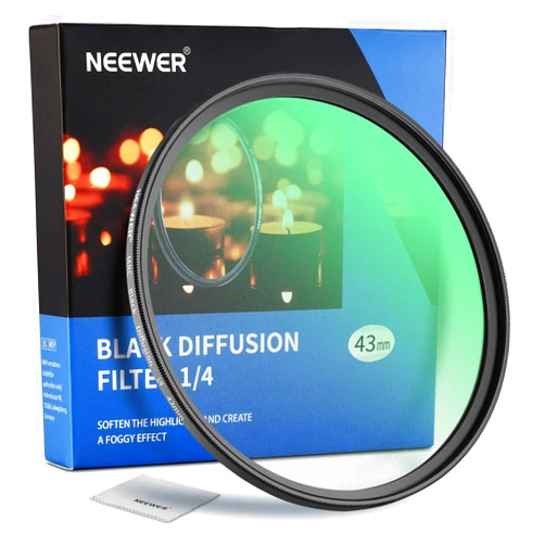NEEWER 43mm Black Diffusion 1/4 Filter Mist Dreamy Cinematic Effect Filter Ultra Slim Water Repellent Scratch Resistant HD Optical Glass, 30 Layers Nano Coatings for Video/Vlog/Portrait Photography