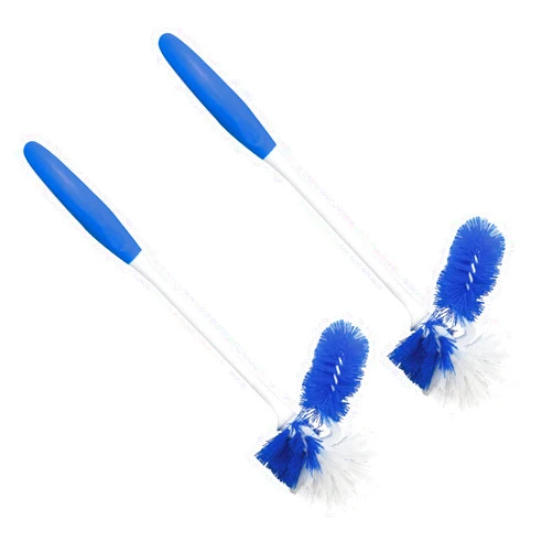 LOLA Classic Toilet Brush w/Under-The-Rim Scrubber, 2 Pack, Deep Cleans The Entire Toilet Bowl, Non-Slip Handle w/Rubber Comfort Grip