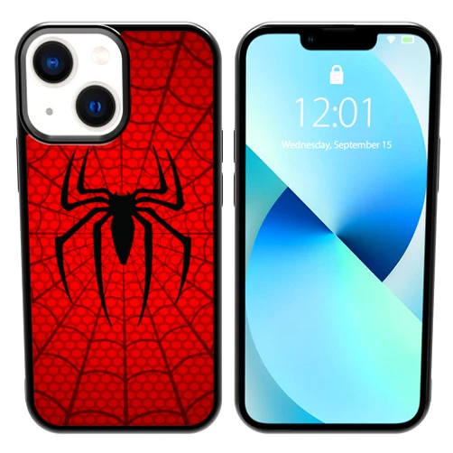 Odhtst Spider iPhone Case 13 Mini - Shockproof Protective Cute Cool Spider-Web Phone Case Designed for iPhone 13 Mini 5.4 Inch Case for Man Girls Women Boy Black Red(5.4 in,13 Mini)