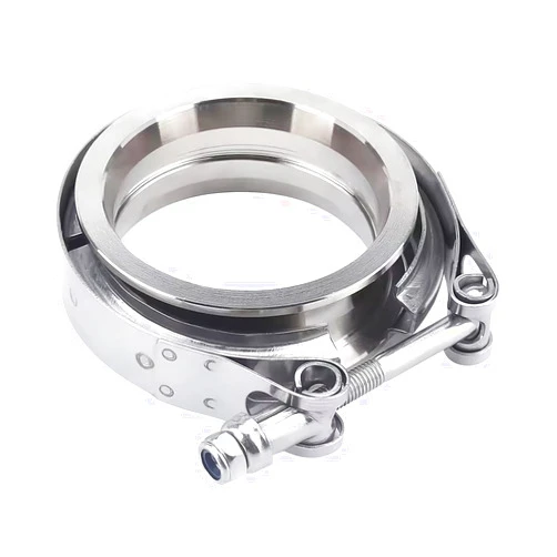 Osilly 2 Inch Car V Band Clamp with Male Female Flange Assembly, Stainless Steel Quick Release Vehicle Exhaust V Band Clamp for Turbo, Downpipes, Exhaust Systems, Univeral for Most Cars