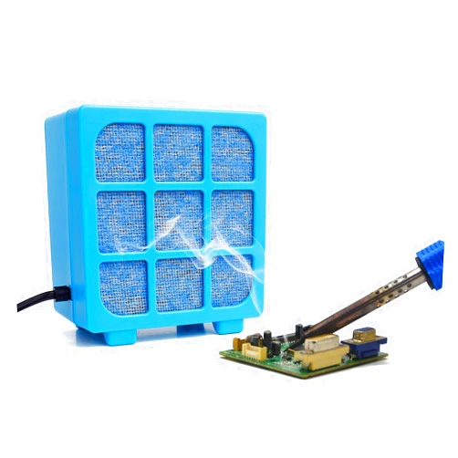 MUIN Solder Fume Extractor - 3 Stage Filtration Solder Smoke Absorber for Soldering and Wood Burning,Portable Soldering Fume Extractor Fan for Soldering Station (Blue)